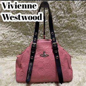 Vivienne Westwood Vintage Bag pink leather black handle y2k punk NANA Silver